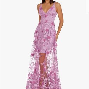 Dress the Population Pink and Purple High-Low Gown